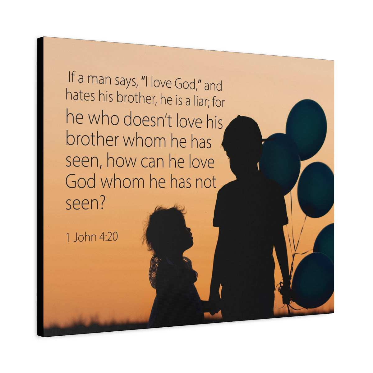Scripture Canvas I Love God 1 John 4:20 Christian Wall Art Bible Verse Print Ready to Hang