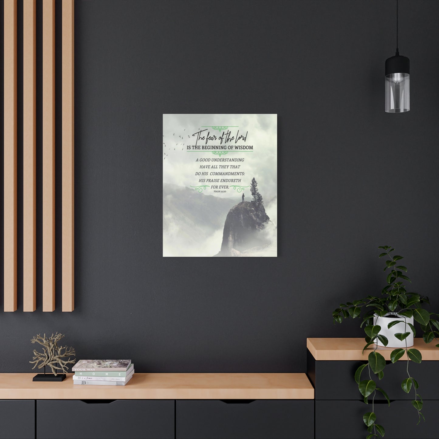 Scripture Canvas The Fear of The Lord Psalm 111:10 Christian Wall Art Bible Verse Print Ready to Hang