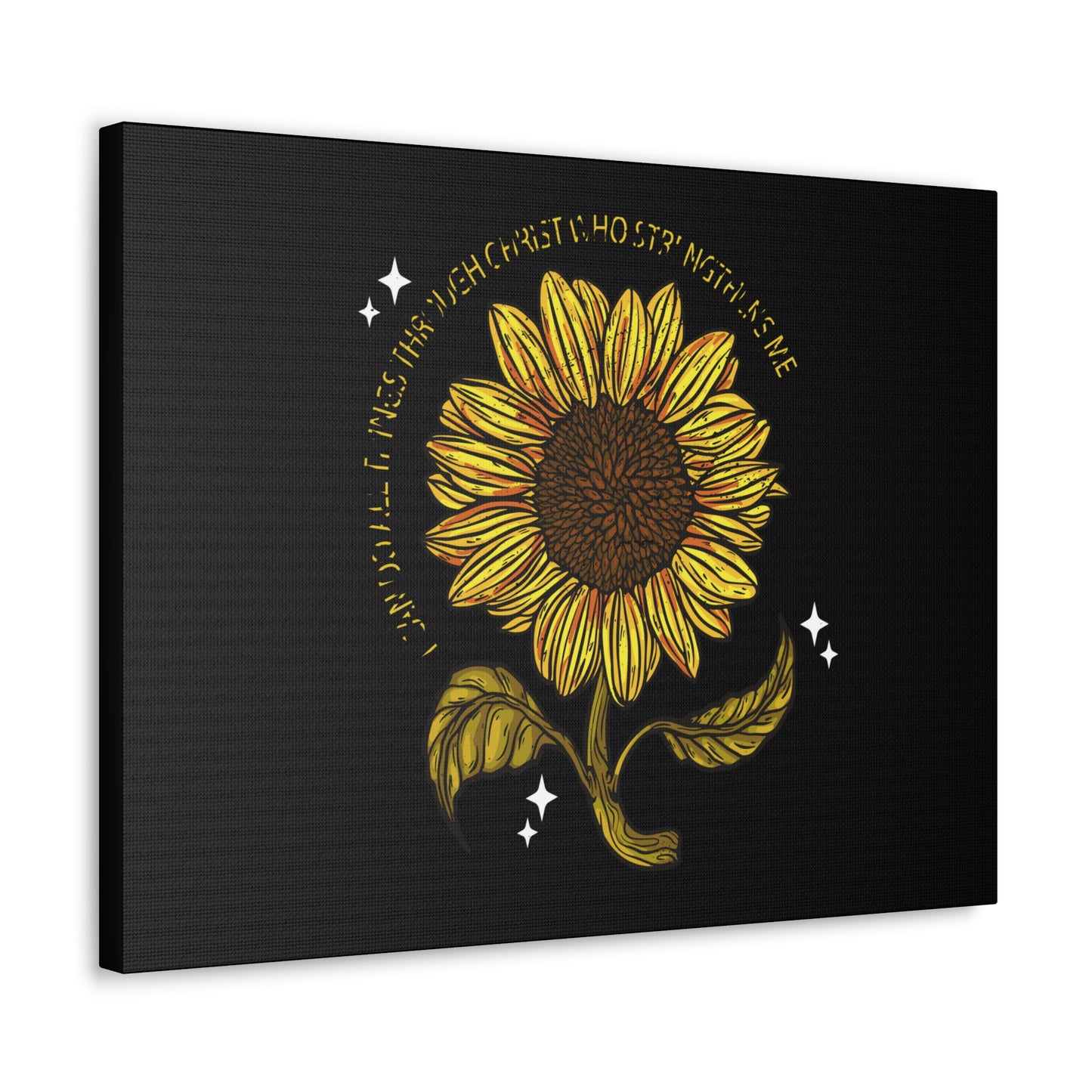 Through Christ Sunflower Philippians 4:13 Christian Wall Art Bible Verse Print Ready to Hang