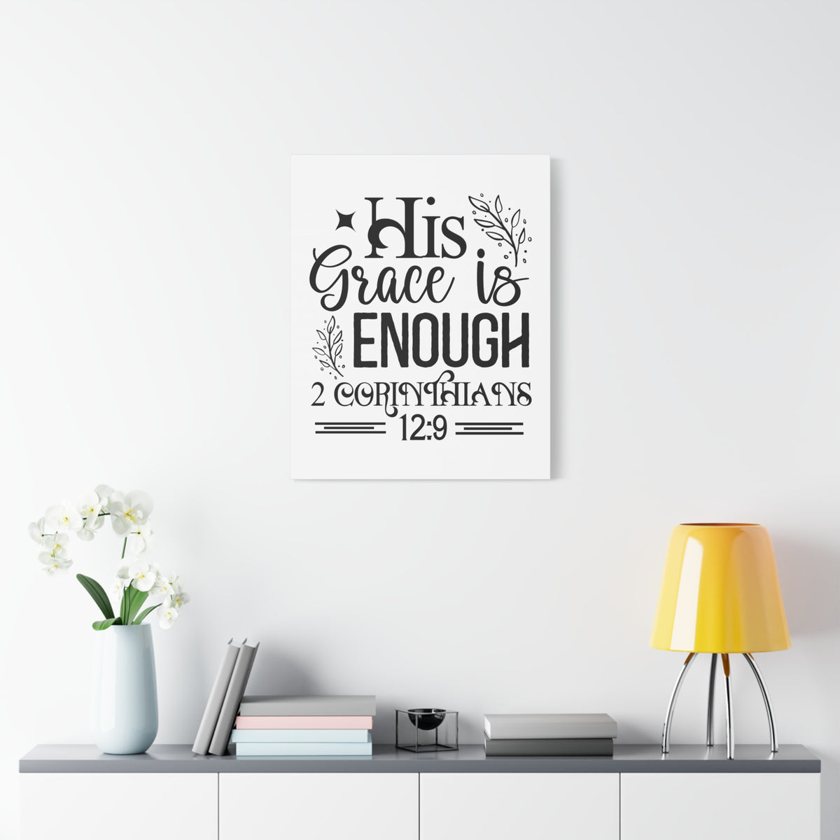 Scripture Walls His Grace is Enough 2 Corinthians 12:9  Bible Verse Canvas Christian Wall Art Ready to Hang Unframed