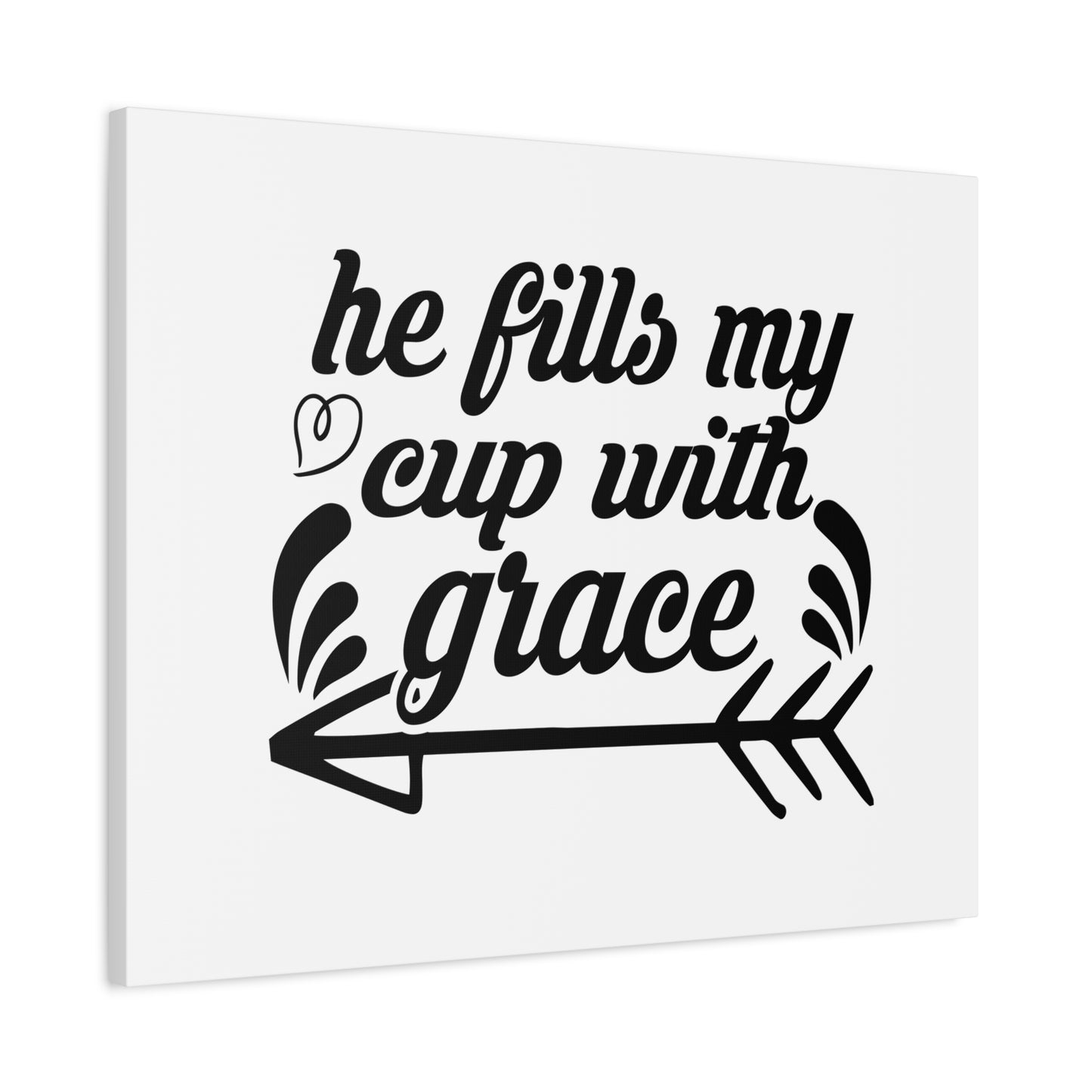 Scripture Canvas He Fills My Cup With Grace Psalm 23:5 Christian Wall Art Bible Verse Print Ready to Hang