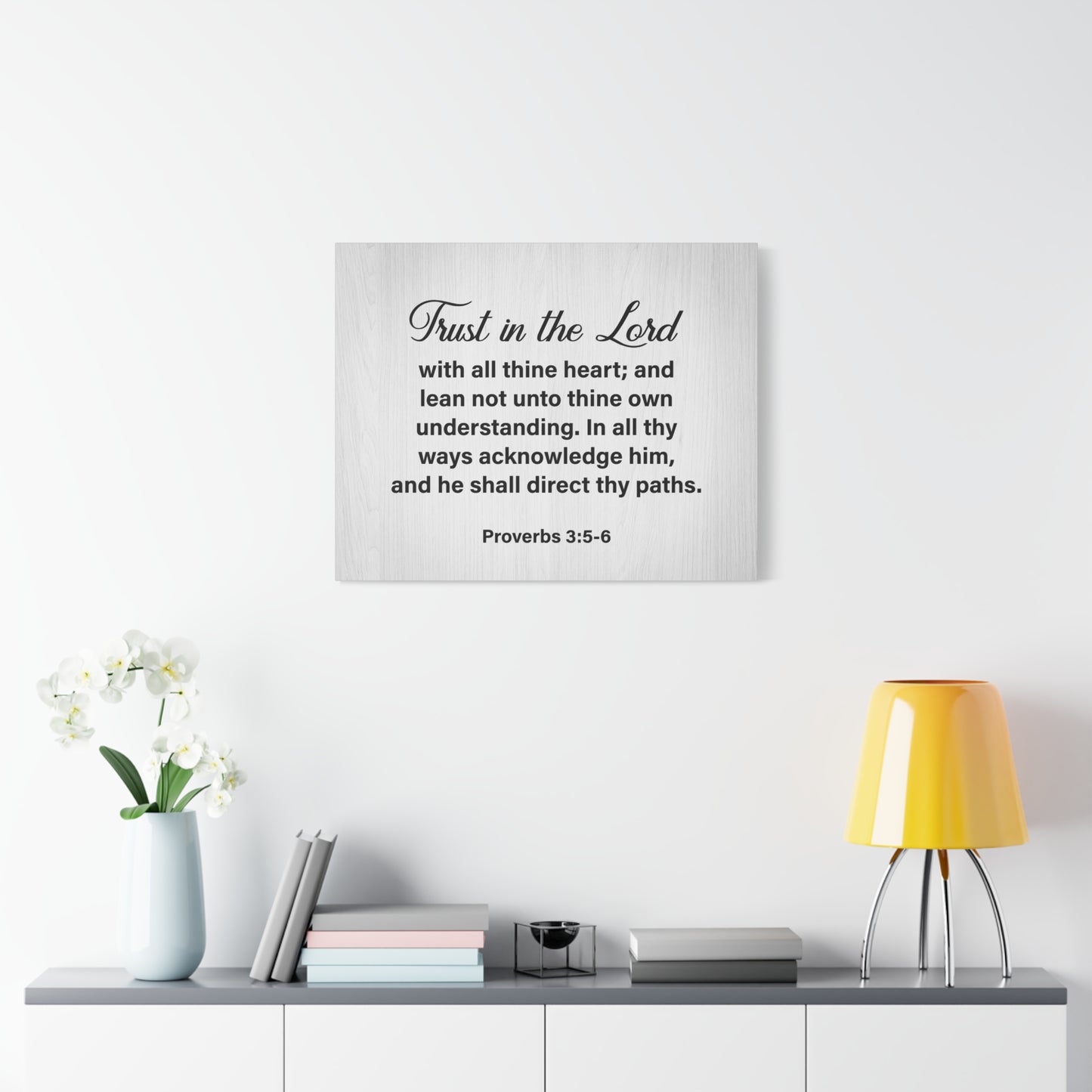 Bible Verse Canvas Trust in the Lord Proverbs 3:5-6 Wall Art Christian Home Decor