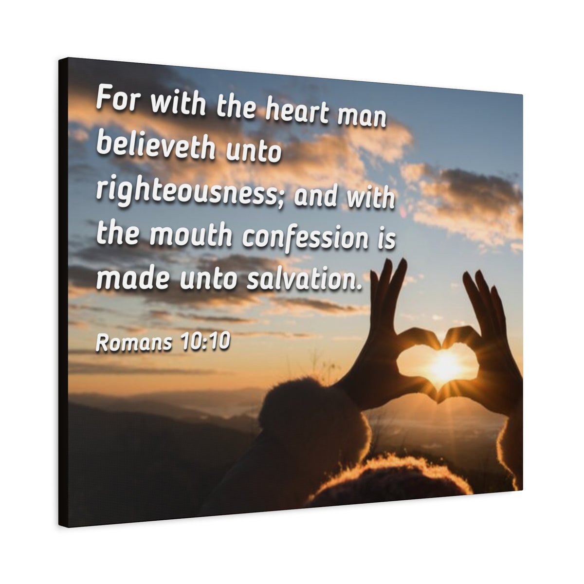 Scripture Canvas Believeth Unto Righteousness Romans 10:10 Christian Wall Art Bible Verse Print Ready to Hang