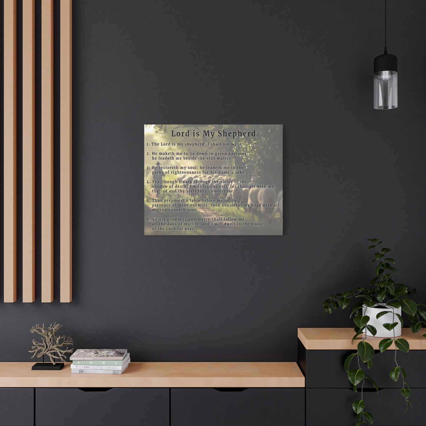 Scripture Walls Lord is My Shepherd Psalm 23 Green Bible Verse Canvas Christian Wall Art Ready to Hang Unframed