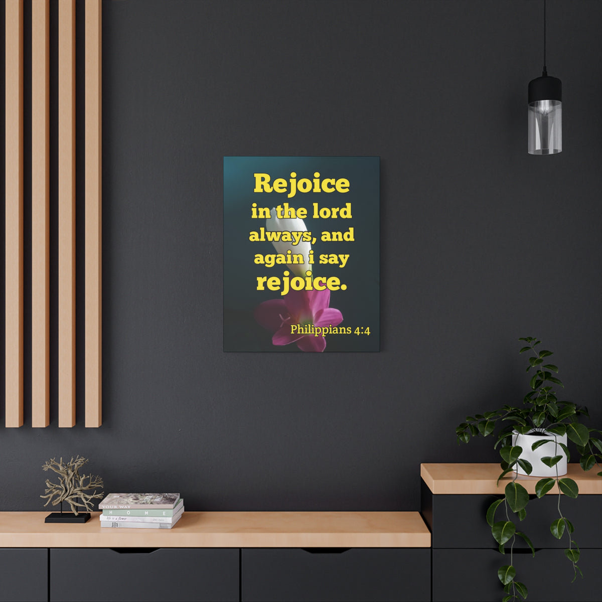 Scripture Canvas In The Lord Always Philippians 4:4 Christian Wall Art Bible Verse Print Ready to Hang