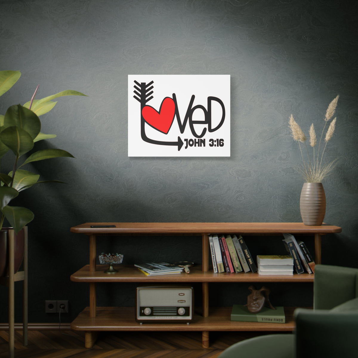 Scripture Canvas Loved John 3:16 Christian Wall Art Bible Verse Print Ready to Hang