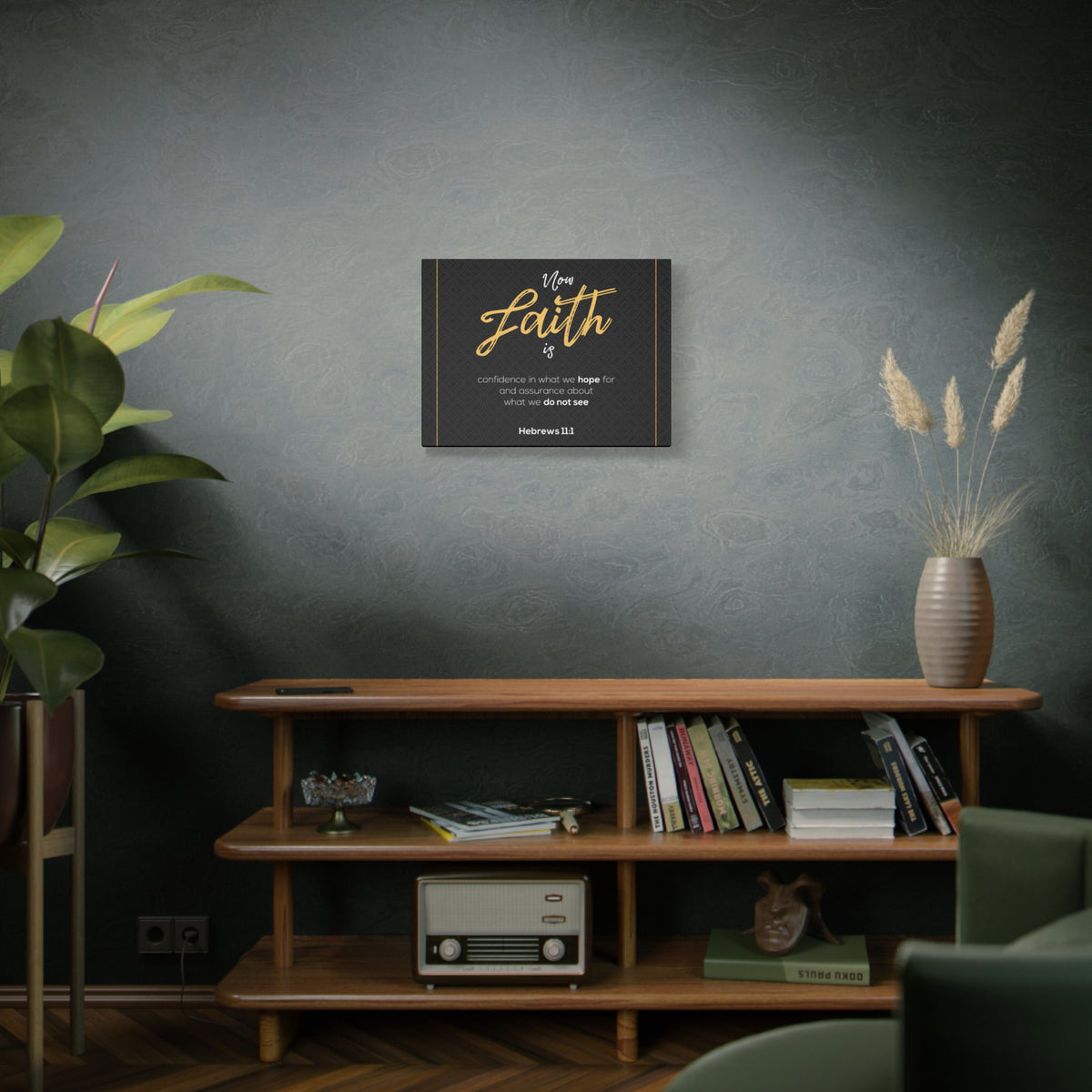 Scripture Canvas We Hope Black Hebrews 11:1 Christian Wall Art Bible Verse Print Ready to Hang