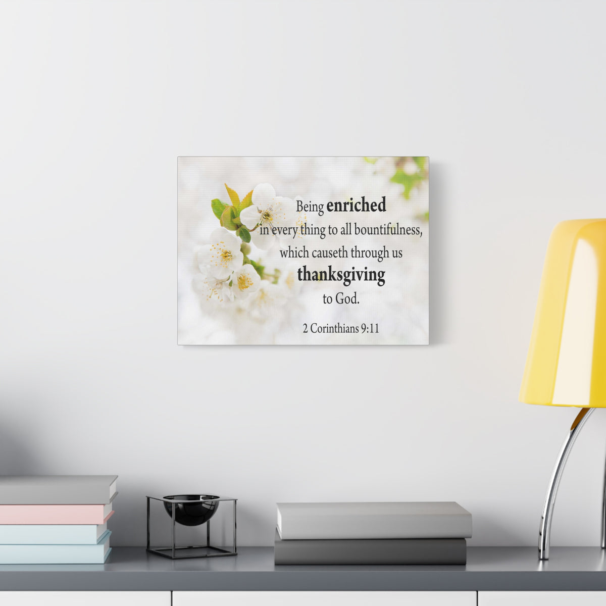 Scripture Canvas Thanksgiving to God 2 Corinthians 9:11 Christian Wall Art Bible Verse Print Ready to Hang