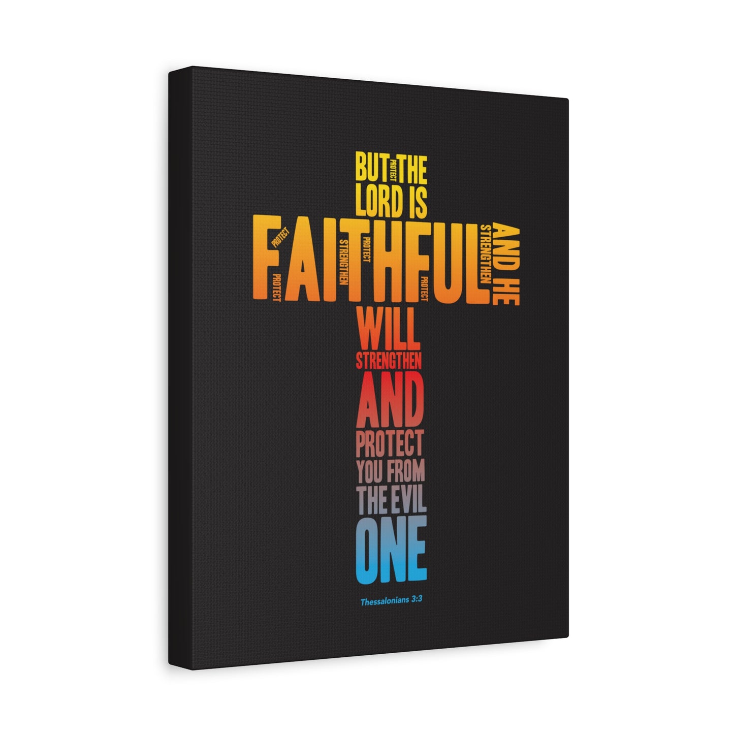 Scripture Canvas Protect You From Evil Thessalonian 3:3 Christian Wall Art Bible Verse Print Ready to Hang
