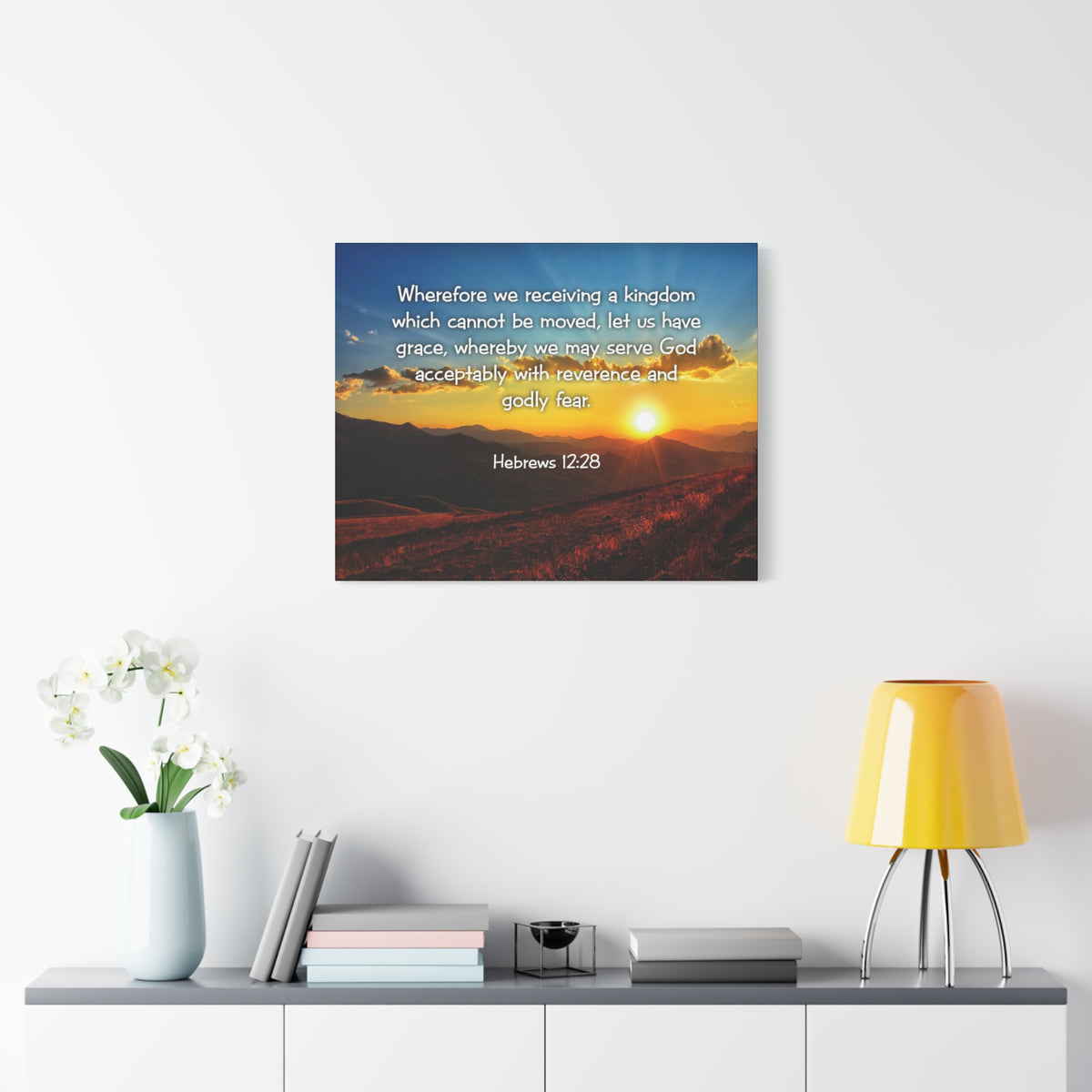 Scripture Canvas Kingdom Hebrews 12:28 KJV Christian Wall Art Bible Verse Print Ready to Hang