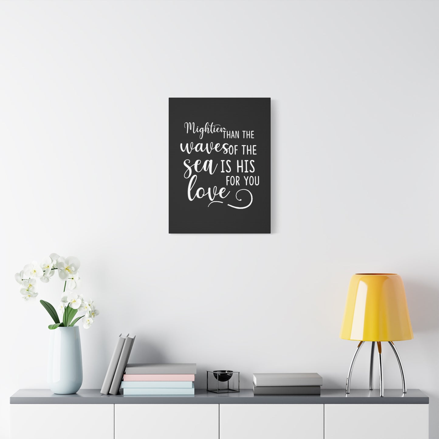 Scripture Canvas Mightier Than The Waves Of The Sea Psalm 93:4 Christian Wall Art Bible Verse Print Ready to Hang
