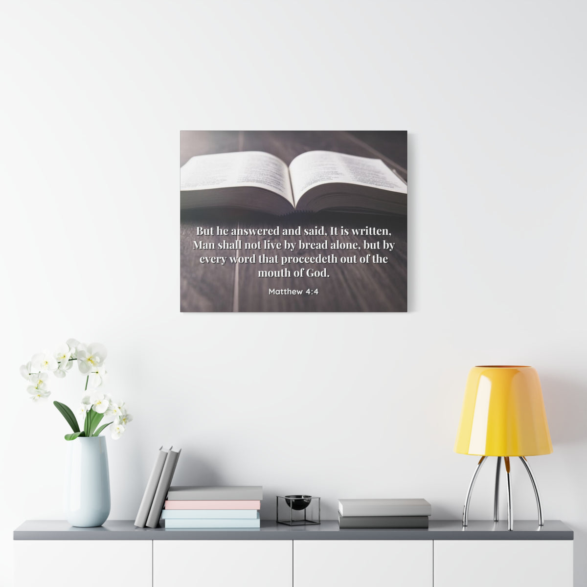 Scripture Canvas Mouth Of God Matthew 4:4 Christian Wall Art Bible Verse Print Ready to Hang