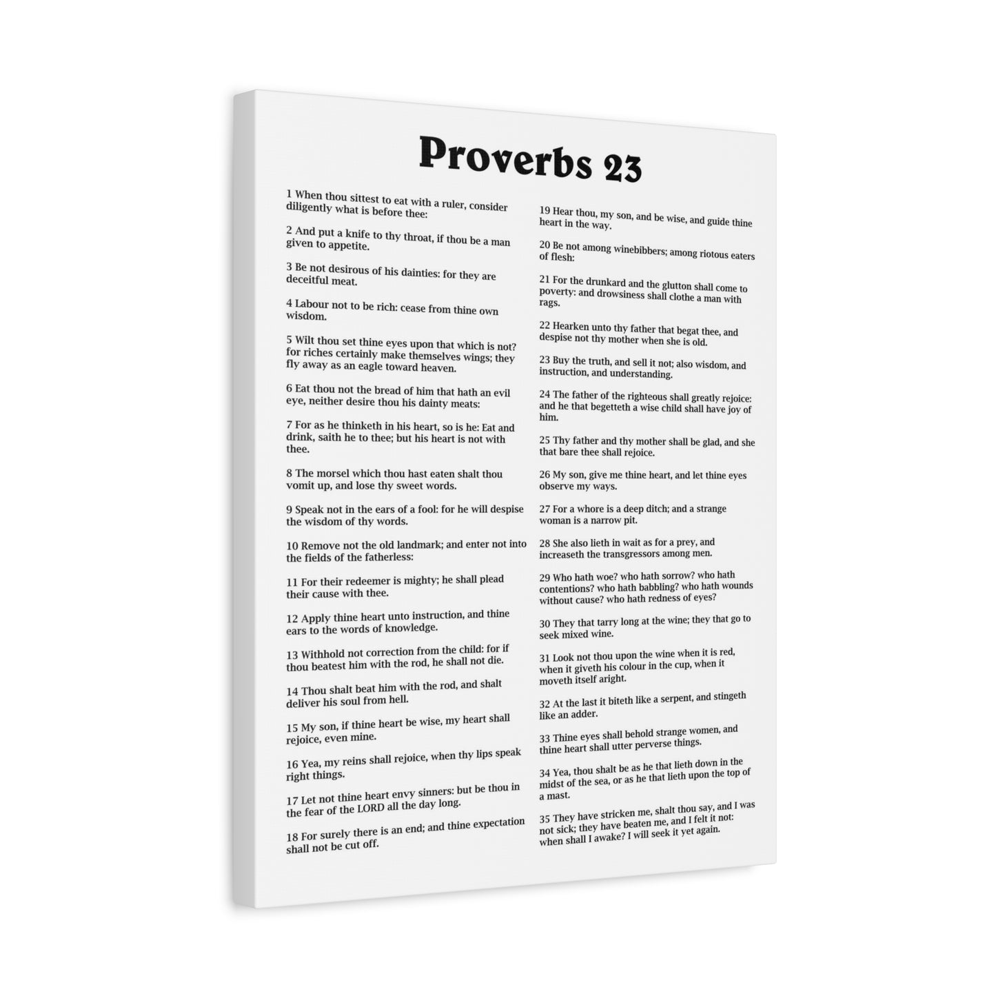 Scripture Walls Proverbs Chapter 23 White Bible Canvas Christian Wall Art Ready to Hang Unframed
