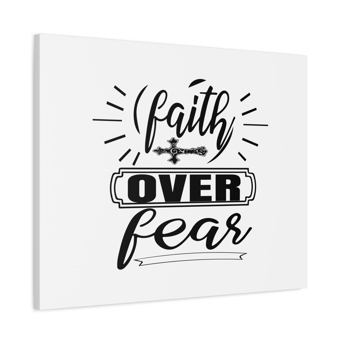 Scripture Canvas Faith Over Fear Mark 4:40 Side Cross Christian Wall Art Bible Verse Print Ready to Hang