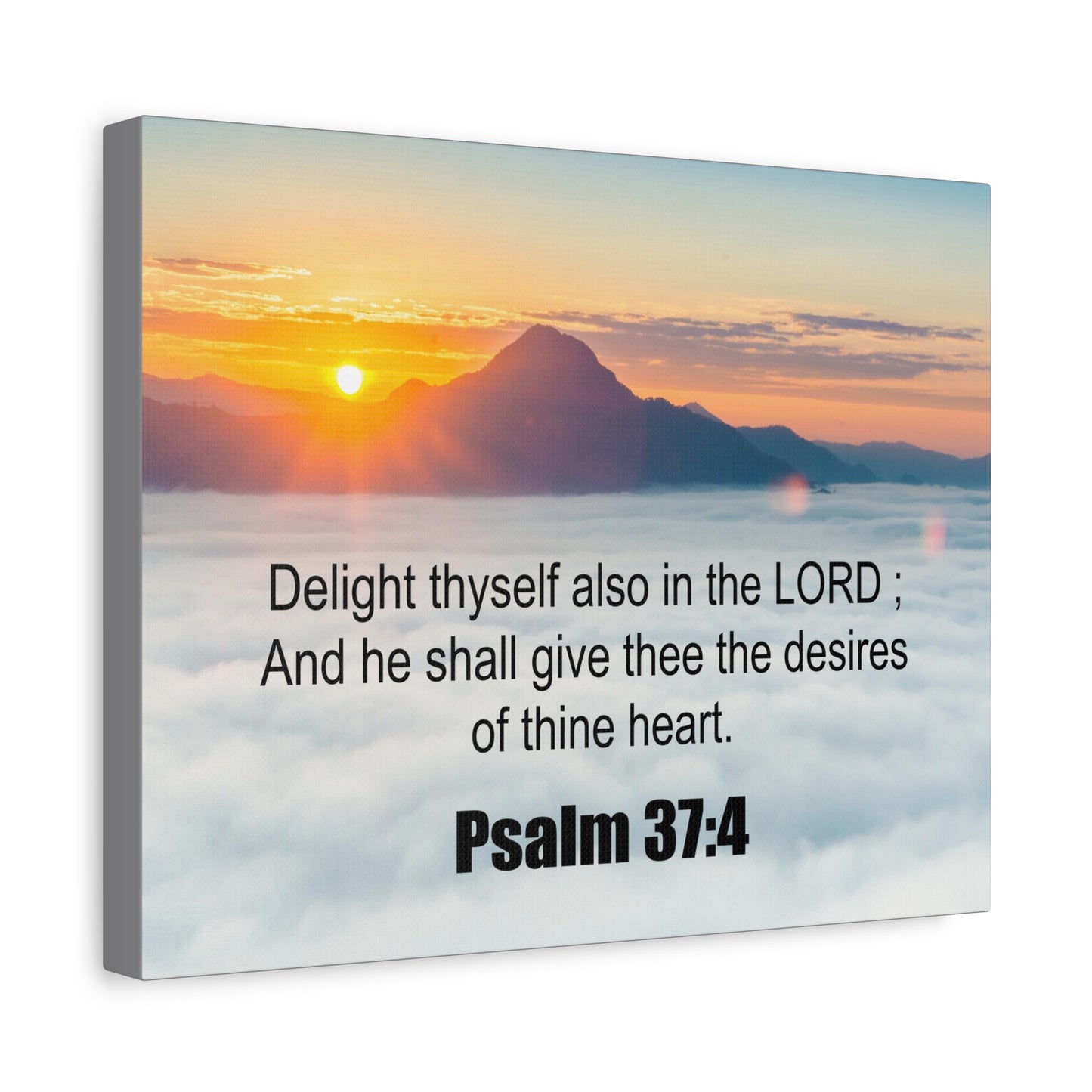 Scripture Canvas Delight Thyself Psalm 37:4 Christian Wall Art Bible Verse Print Ready to Hang