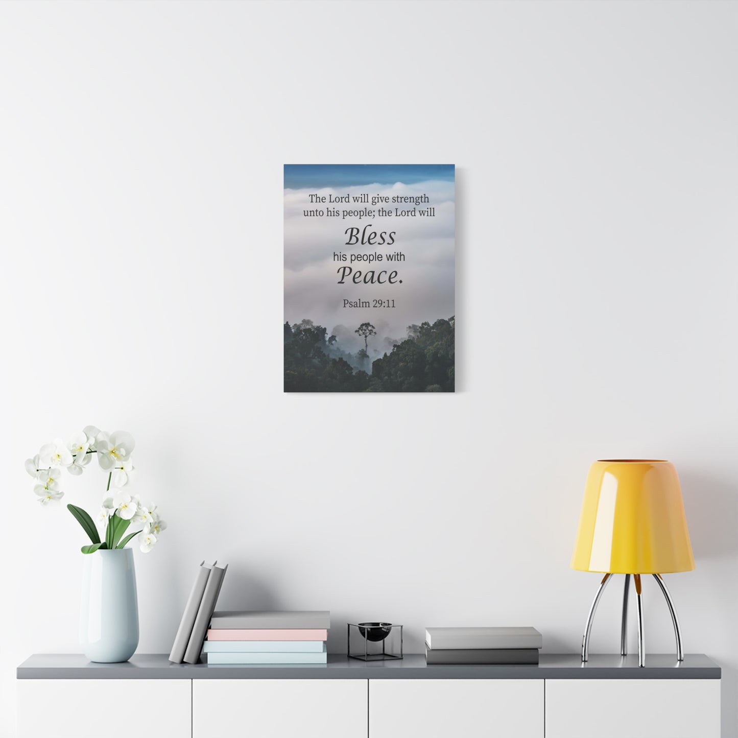 Scripture Canvas Bless Peace Psalm 29:11 Christian Wall Art Bible Verse Print Ready to Hang