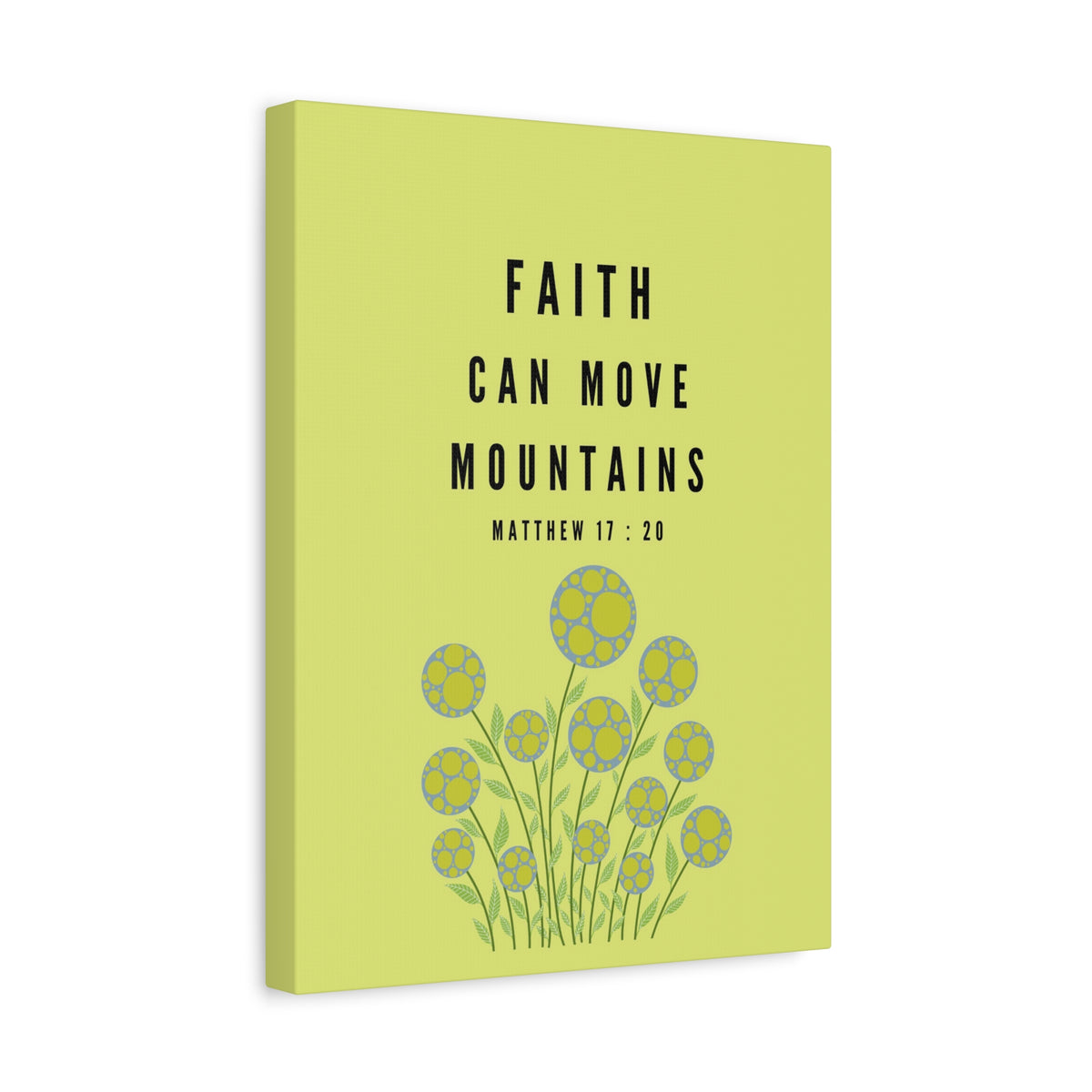 Scripture Canvas Faith Can Move Mountains Matthew 17:20 Christian Wall Art Bible Verse Print Ready to Hang
