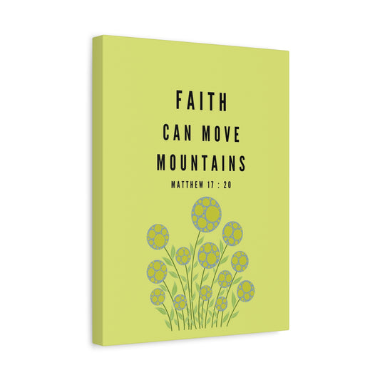 Scripture Canvas Faith Can Move Mountains Matthew 17:20 Christian Wall Art Bible Verse Print Ready to Hang