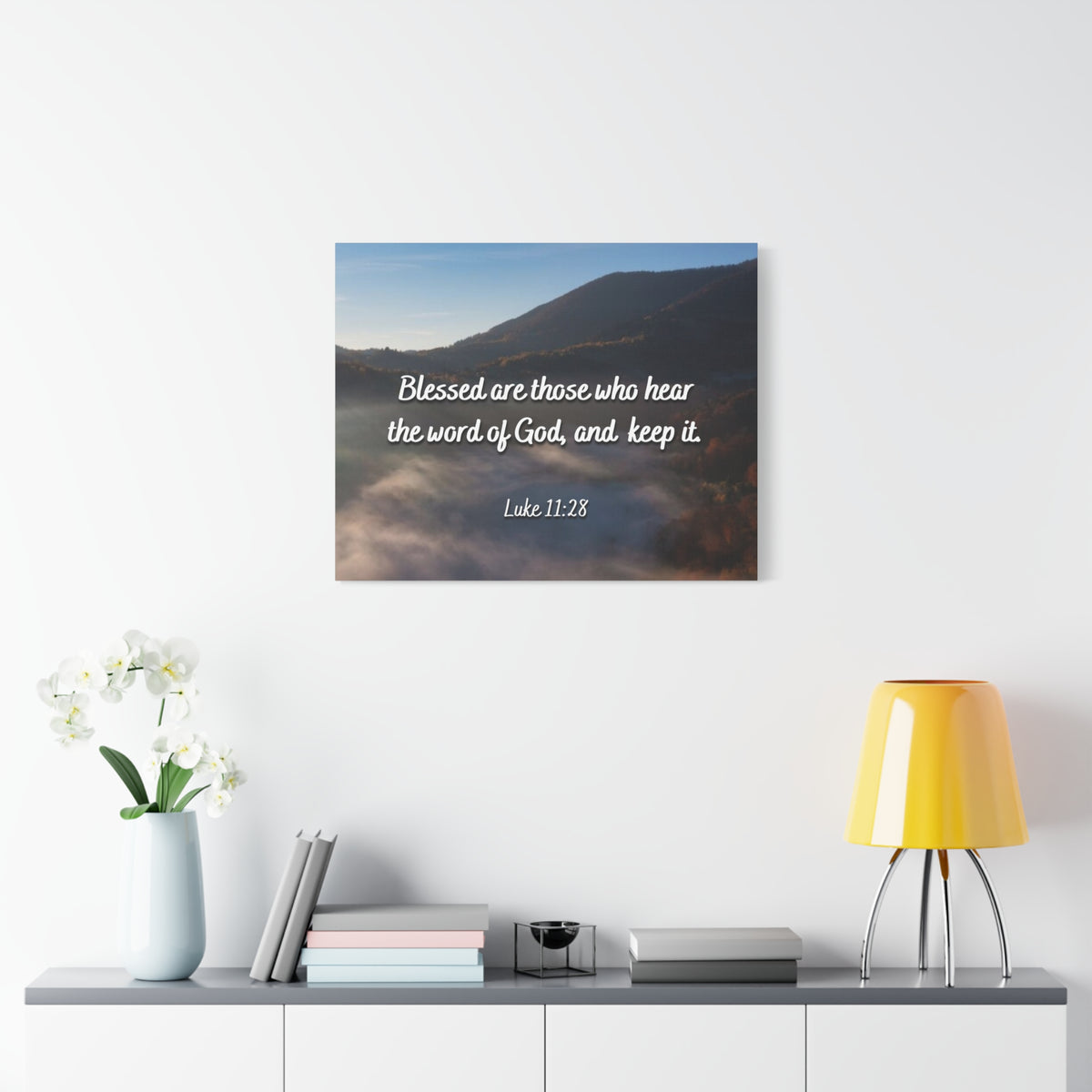Scripture Canvas Blessed Are They Luke 11:28 Christian Wall Art Bible Verse Print Ready to Hang