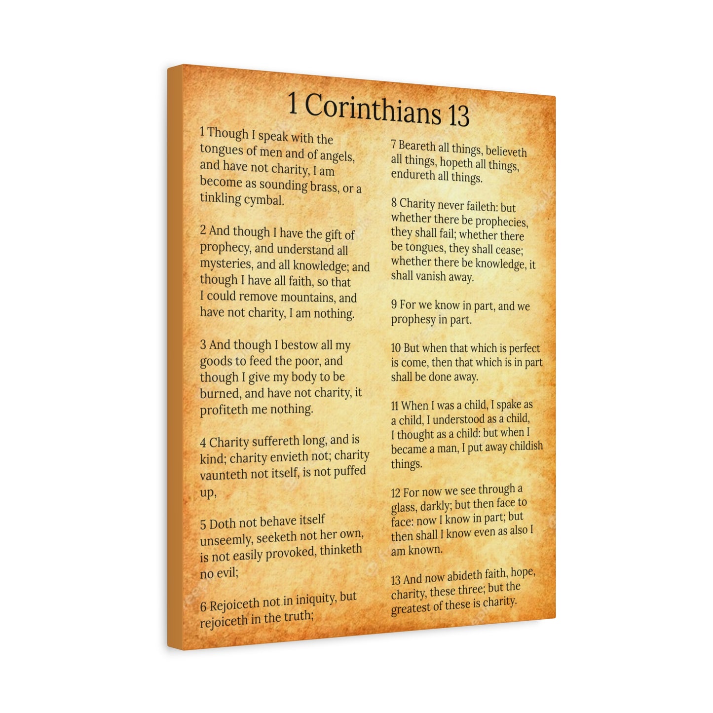 Scripture Walls 1 Corinthians 13 Love Chapter Gold Christian Wall Art Print Ready to Hang Unframed