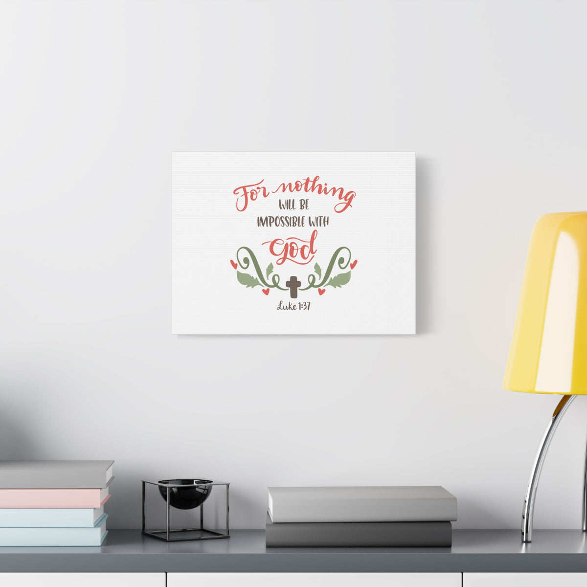 Scripture Canvas Nothing Impossible With God Luke 1:37 Christian Wall Art Bible Verse Print Ready to Hang