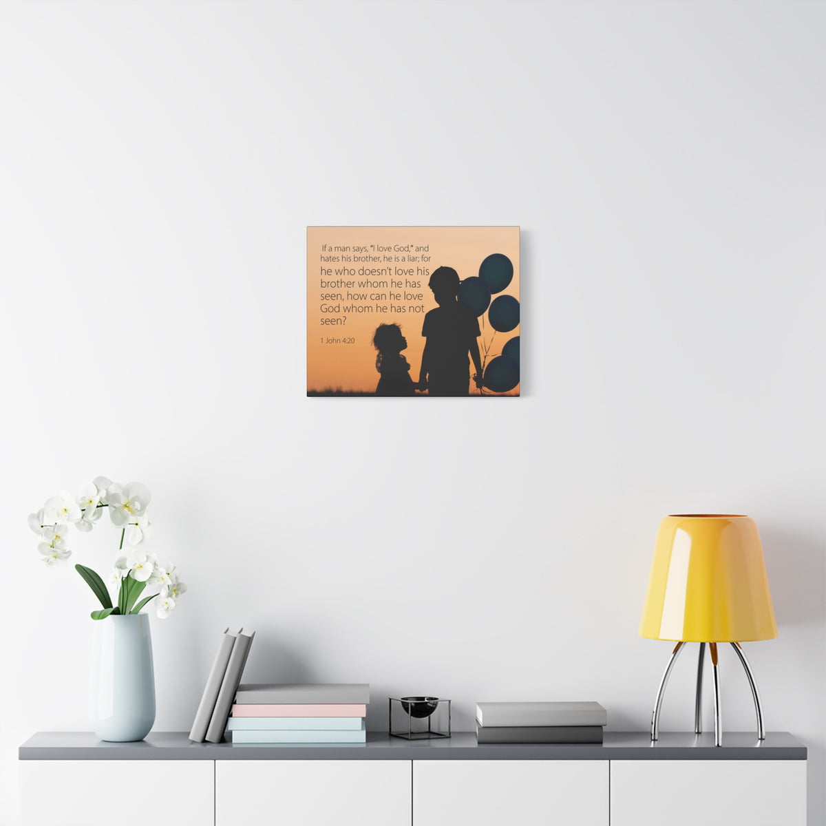 Scripture Canvas I Love God 1 John 4:20 Christian Wall Art Bible Verse Print Ready to Hang