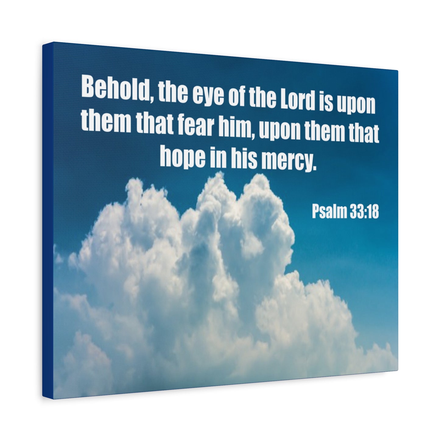 Bible Verse Canvas Hope in His Mercy Psalm 33:18 Christian Home Décor Wall Art Scripture Ready to Hang Faith Print