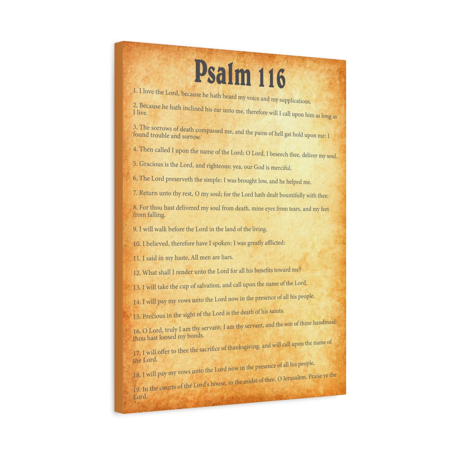 Scripture Walls Psalm 116 Gold Bible Chapter Canvas Christian Wall Art Ready to Hang