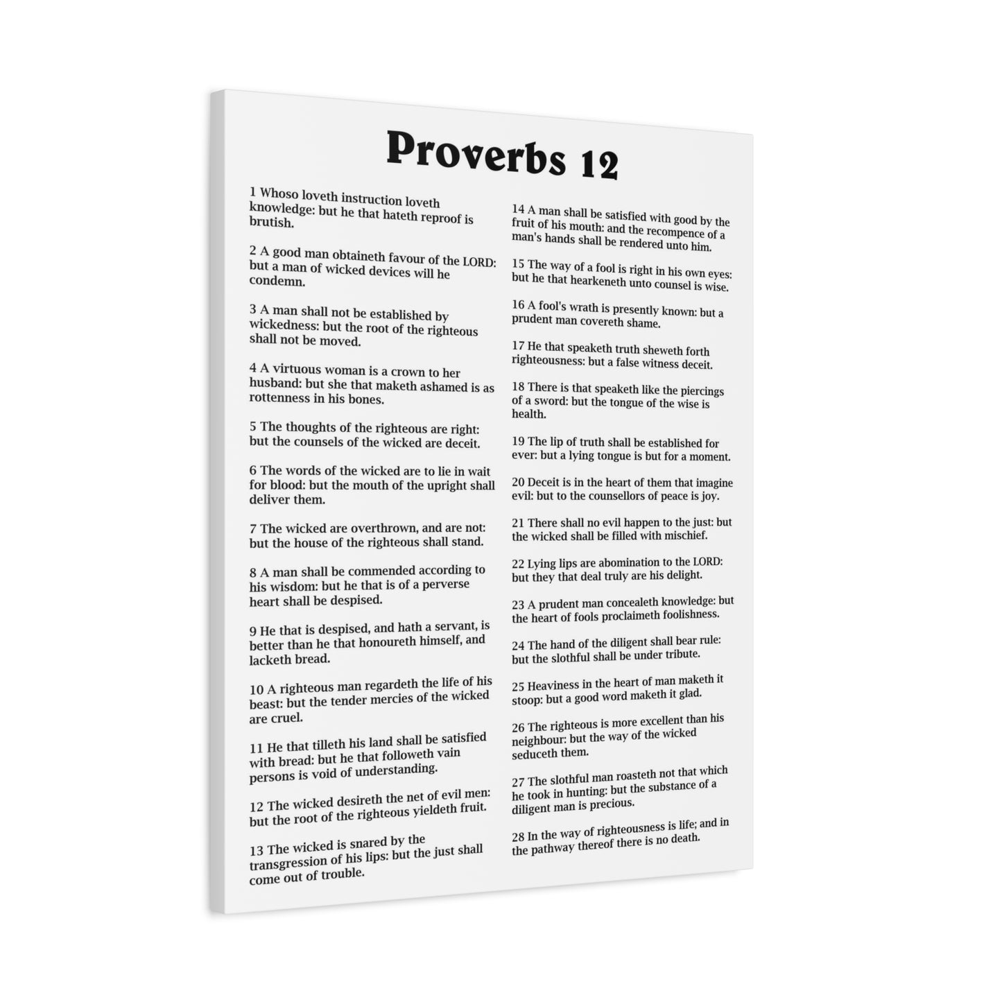 Scripture Walls Proverbs Chapter 12 White Bible Canvas Christian Wall Art Ready to Hang Unframed