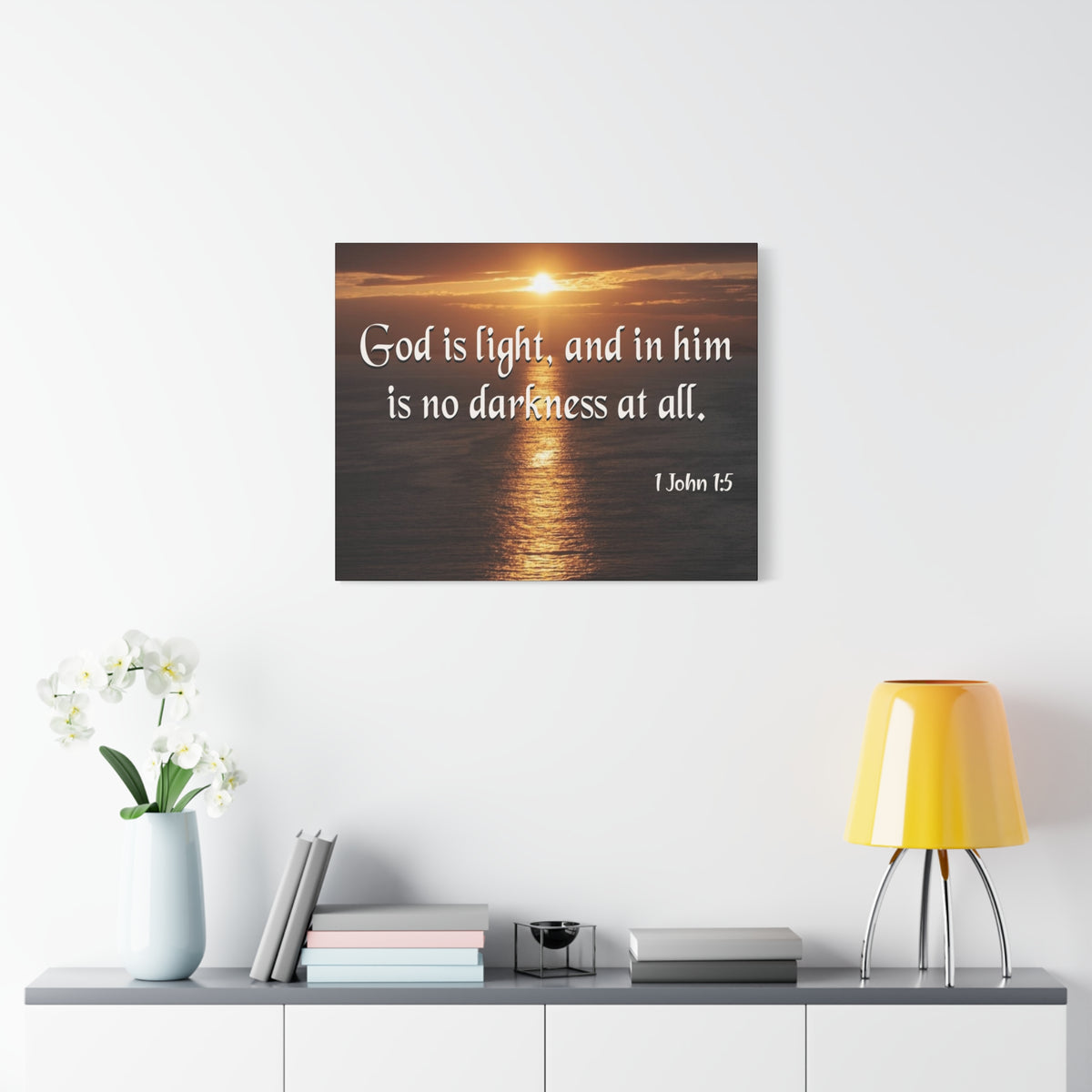 Scripture Canvas God is Light 1 John 1:5 Christian Wall Art Bible Verse Print Ready to Hang