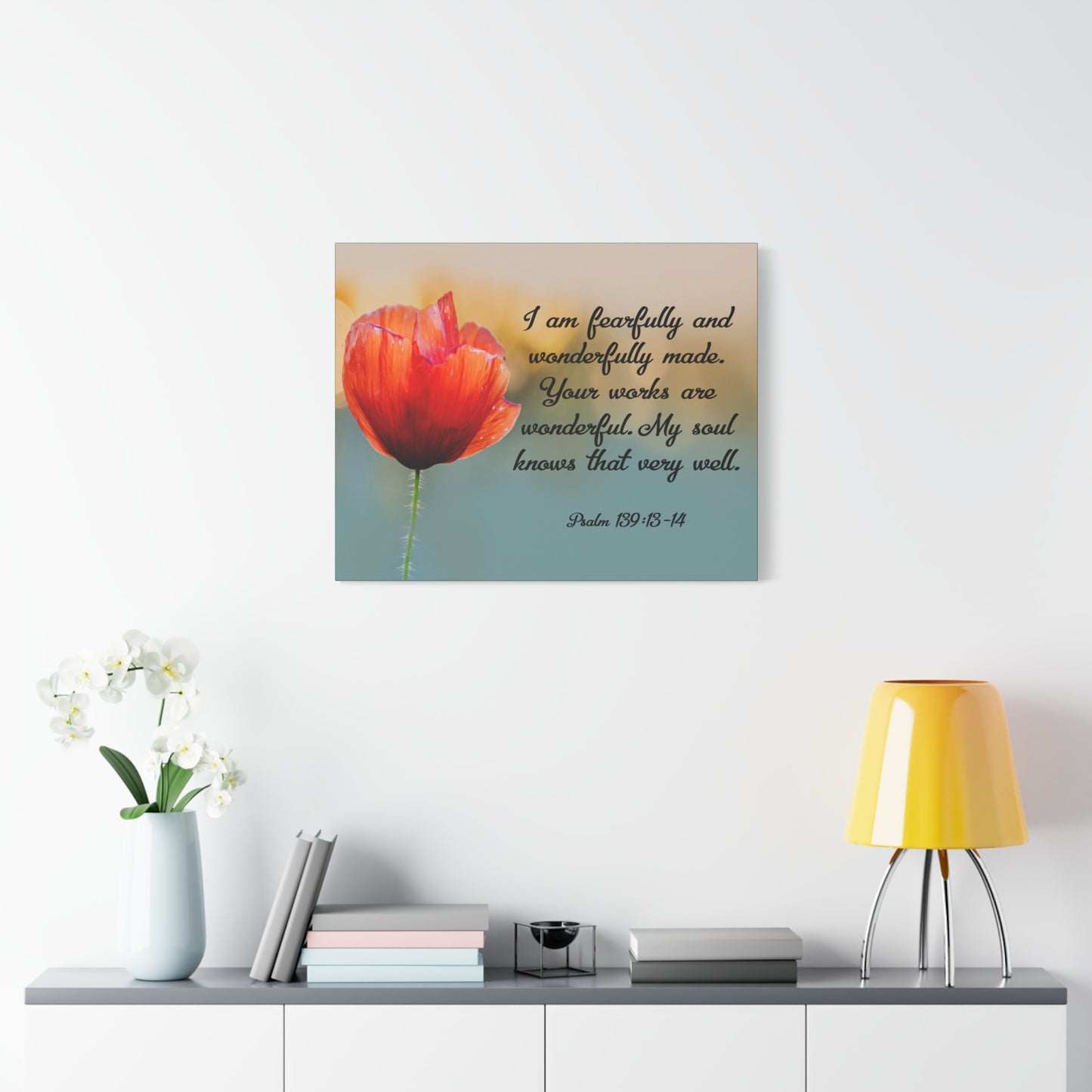 Bible Verse Canvas I Am Fearfully and Wonderfully Made Psalm 139:13-14 Christian Home Décor Wall Art Scripture Ready to Hang Faith Print