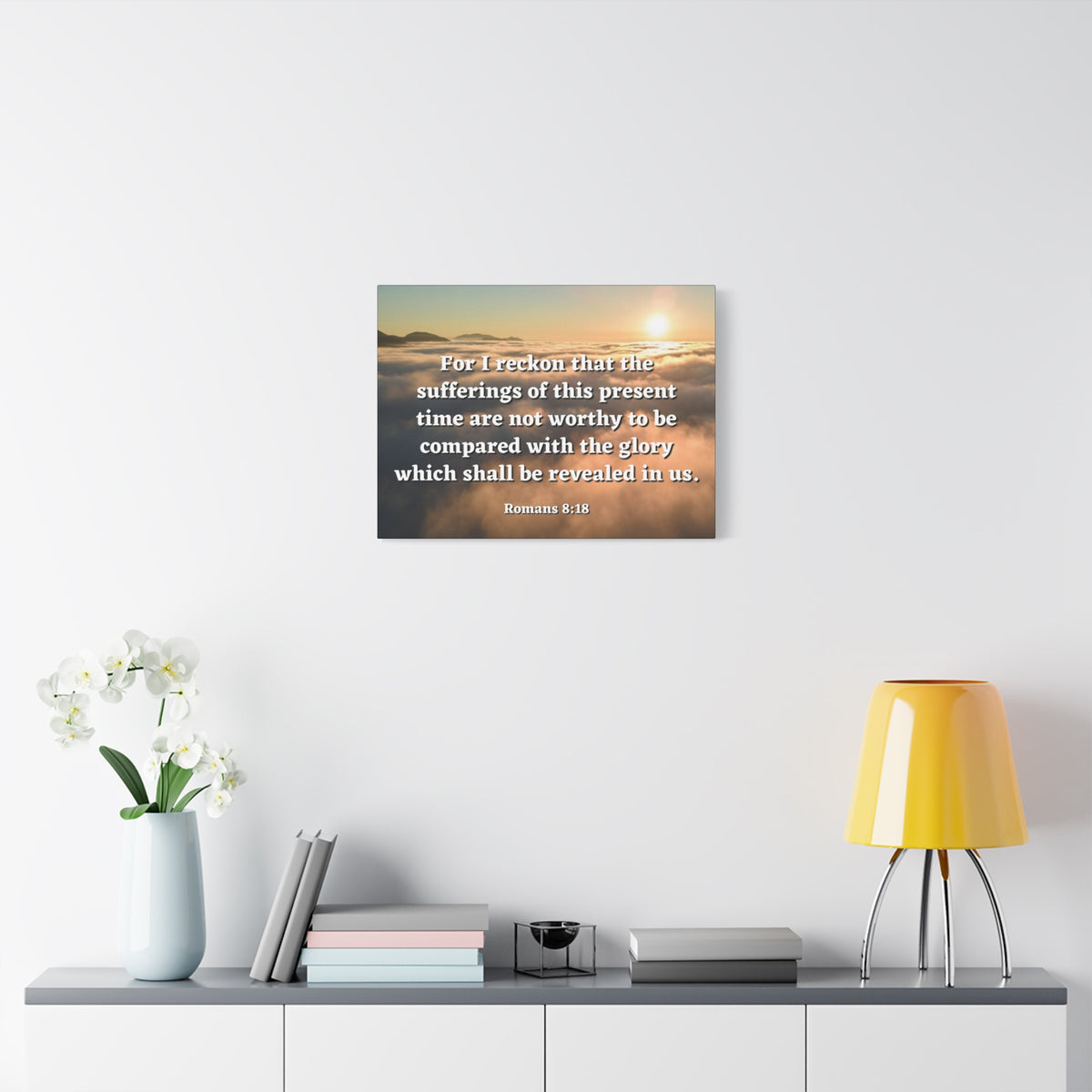 Scripture Canvas The Sufferings Romans 8:18 Christian Wall Art Bible Verse Print Ready to Hang