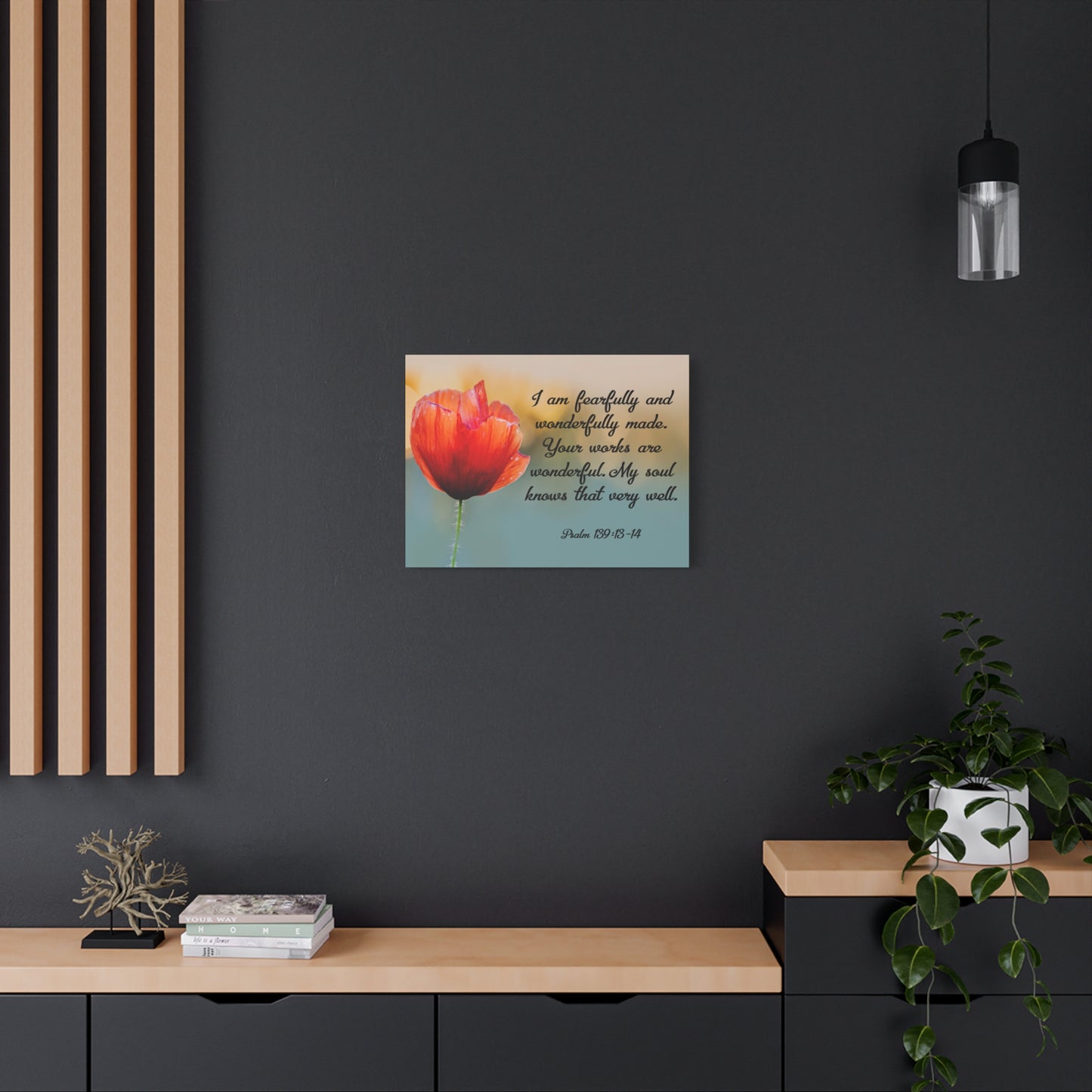 Bible Verse Canvas I Am Fearfully and Wonderfully Made Psalm 139:13-14 Christian Home Décor Wall Art Scripture Ready to Hang Faith Print