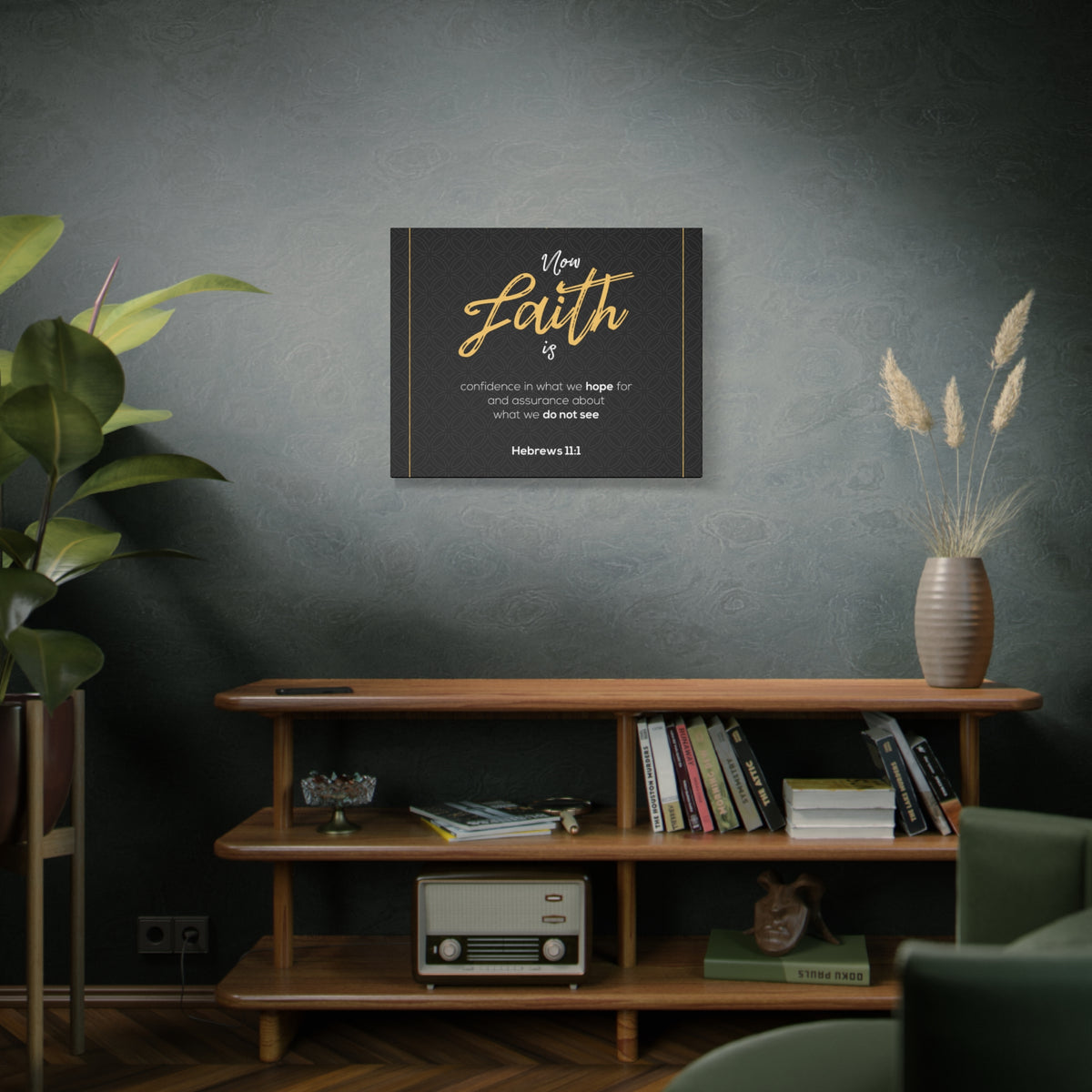 Scripture Canvas We Hope Black Hebrews 11:1 Christian Wall Art Bible Verse Print Ready to Hang
