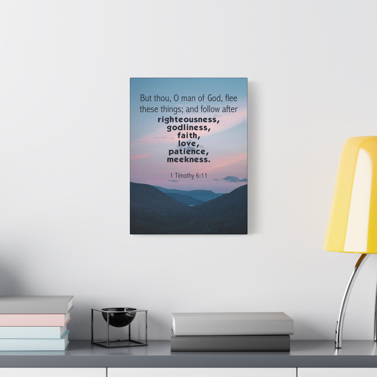 Scripture Canvas O Man of God 1 Timothy 6:11 Christian Wall Art Bible Verse Print Ready to Hang