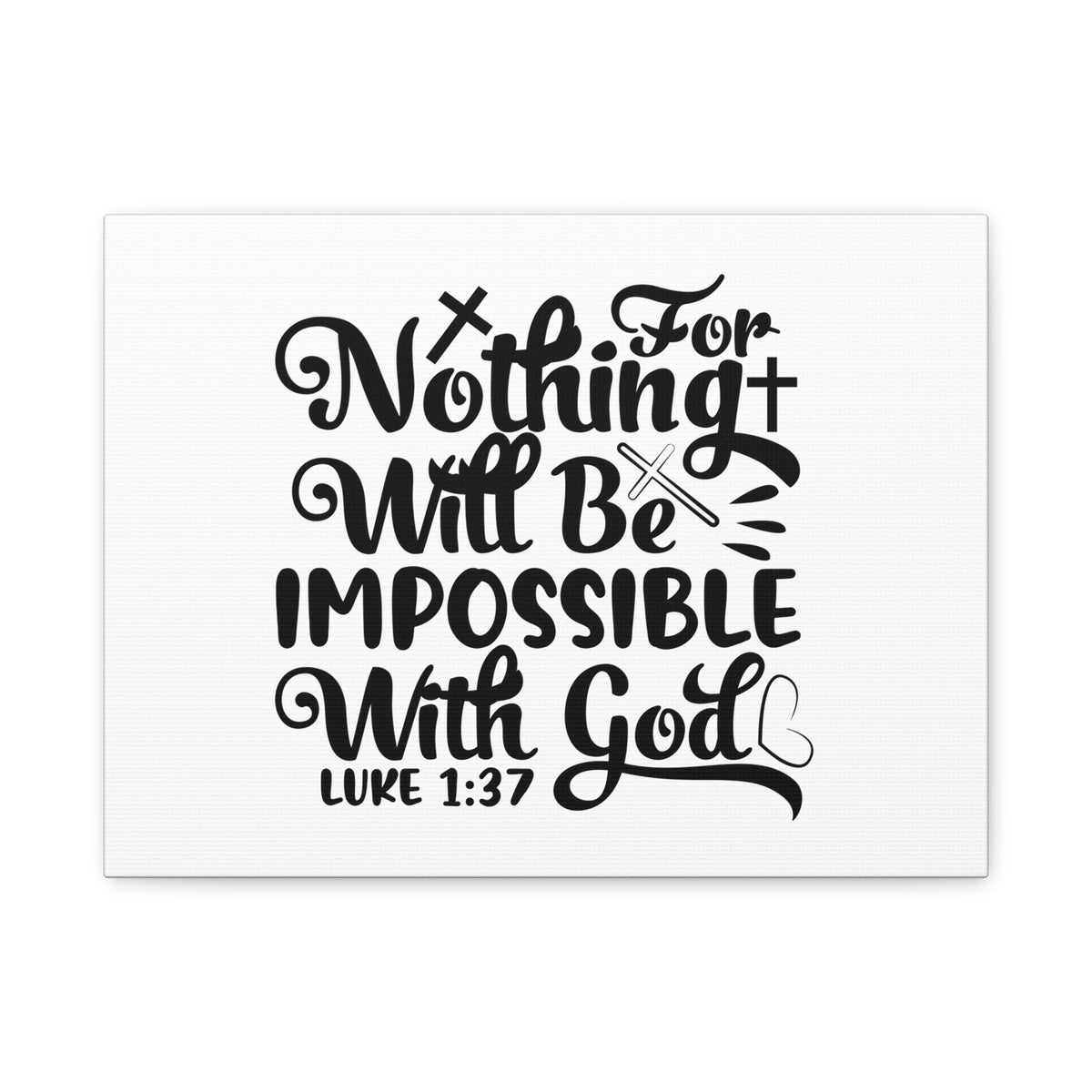 Scripture Canvas For Nothing Will Be Impossible Luke 1:37 Christian Wall Art Bible Verse Print Ready to Hang