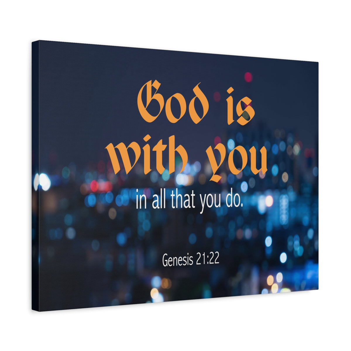 Scripture Canvas God is With You Genesis 21:22 Christian Wall Art Bible Verse Print Ready to Hang
