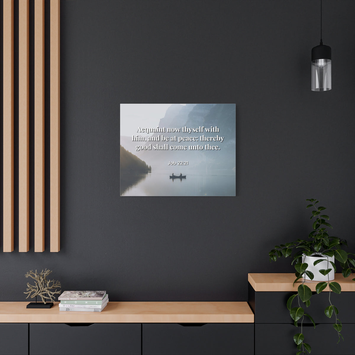 Scripture Canvas Be At Peace Job 22:21 Christian Wall Art Bible Verse Print Ready to Hang