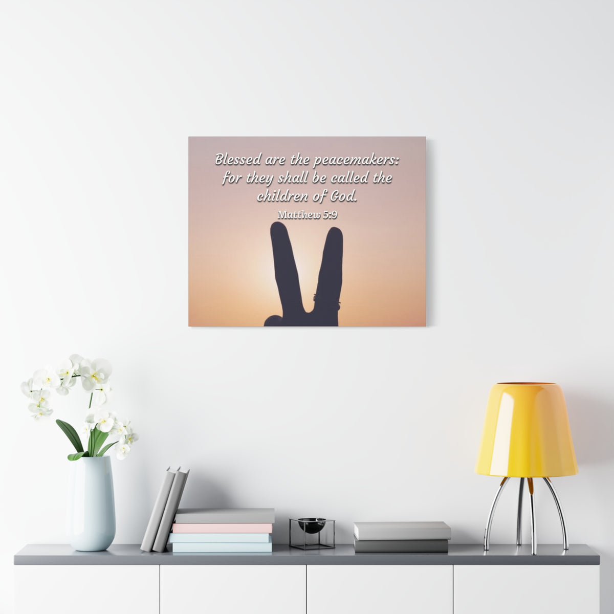 Scripture Canvas Peacemakers Matthew 5:9 Christian Wall Art Bible Verse Print Ready to Hang