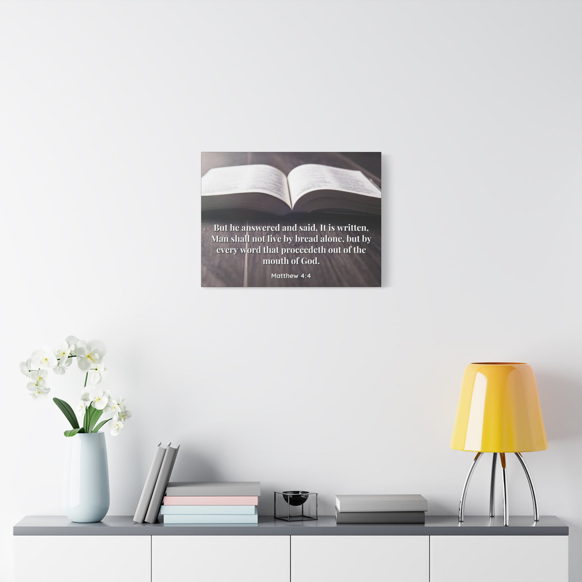 Scripture Canvas Mouth Of God Matthew 4:4 Christian Wall Art Bible Verse Print Ready to Hang