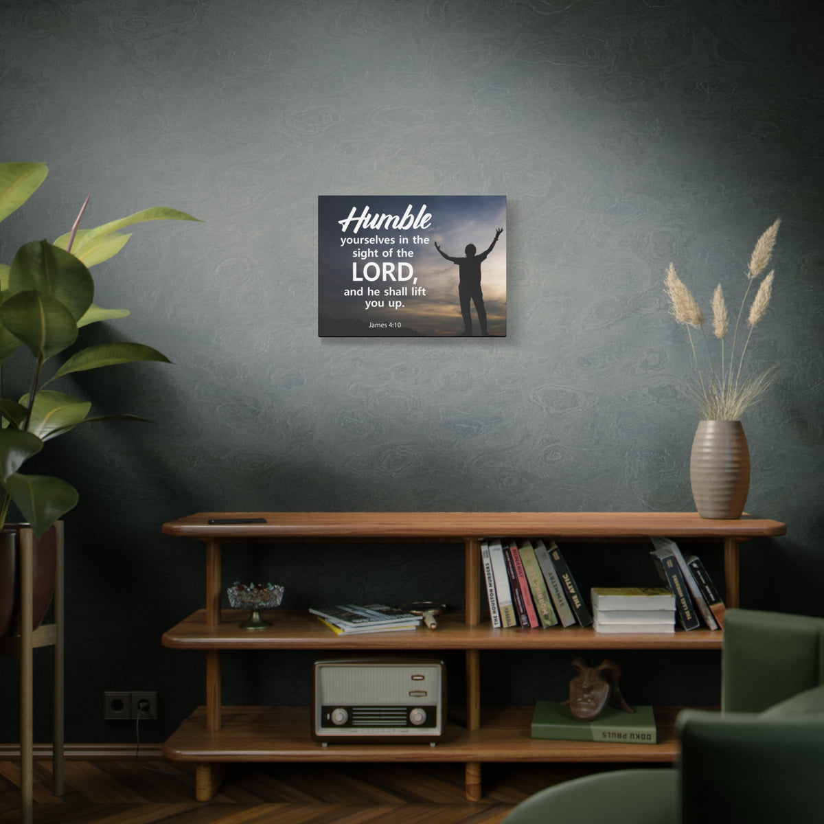 Scripture Canvas Humble Yourselves in The Lord James 4:10 Christian Wall Art Bible Verse Print Ready to Hang