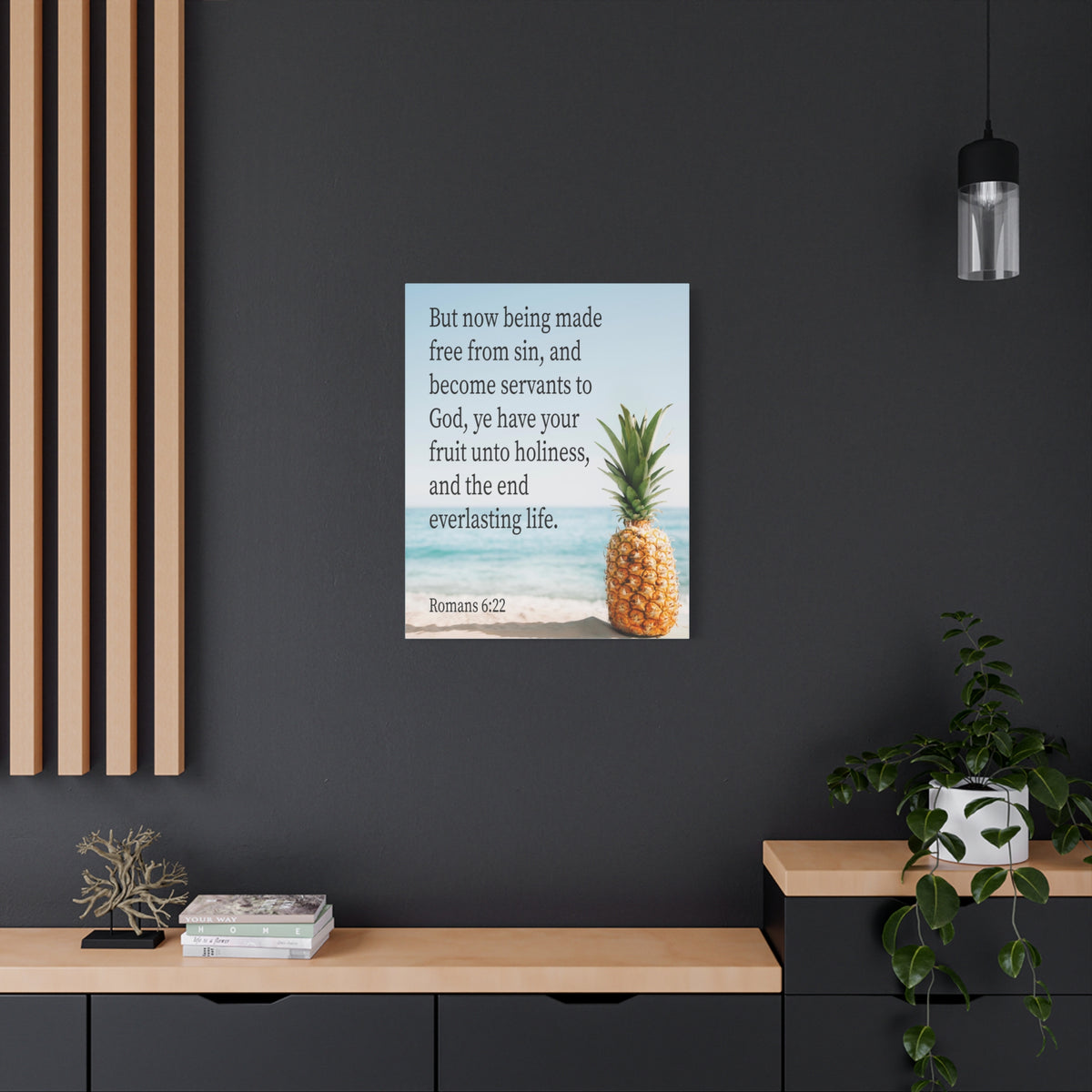Scripture Canvas Fruit Unto Holiness Romans 6:22 Christian Wall Art Bible Verse Print Ready to Hang