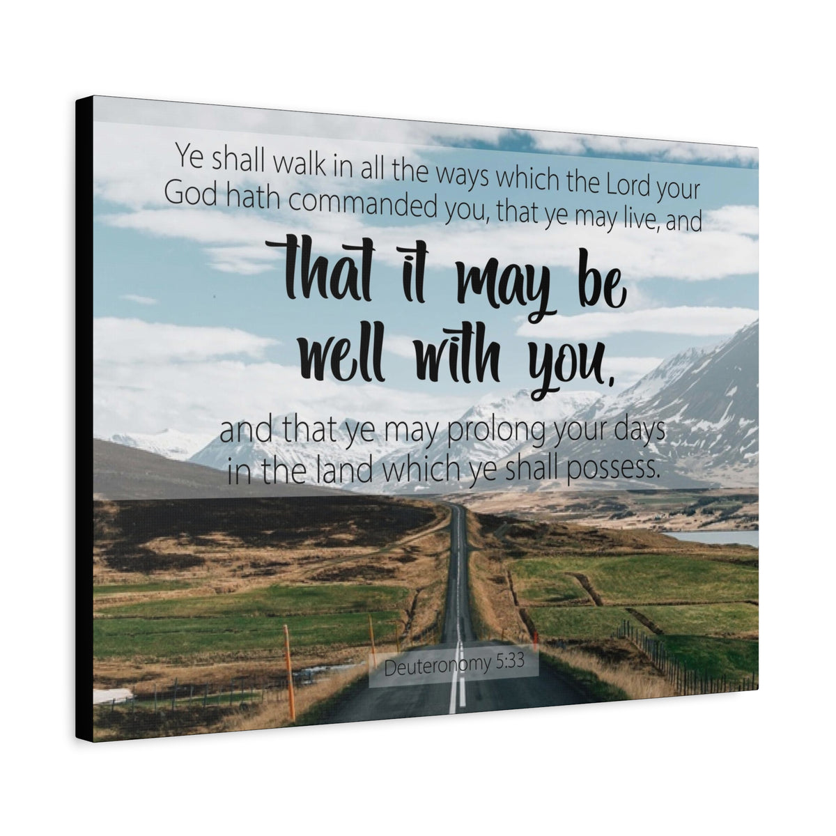 Scripture Canvas That It May Be Well With You Deuteronomy 5:33 Christian Wall Art Bible Verse Print Ready to Hang