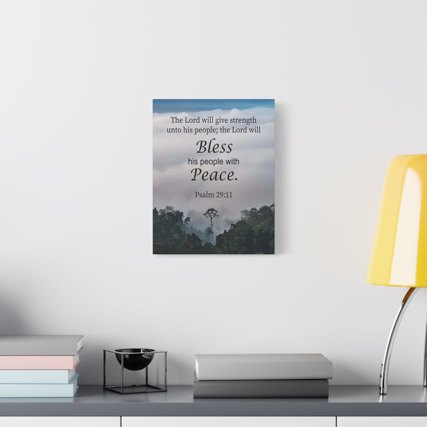 Scripture Canvas Bless Peace Psalm 29:11 Christian Wall Art Bible Verse Print Ready to Hang