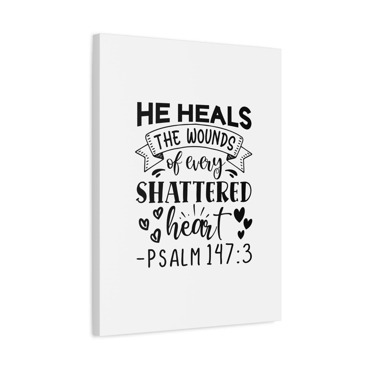 Scripture Canvas He Heals The Wounds Psalm 147:3 Christian Wall Art Bible Verse Print Ready to Hang