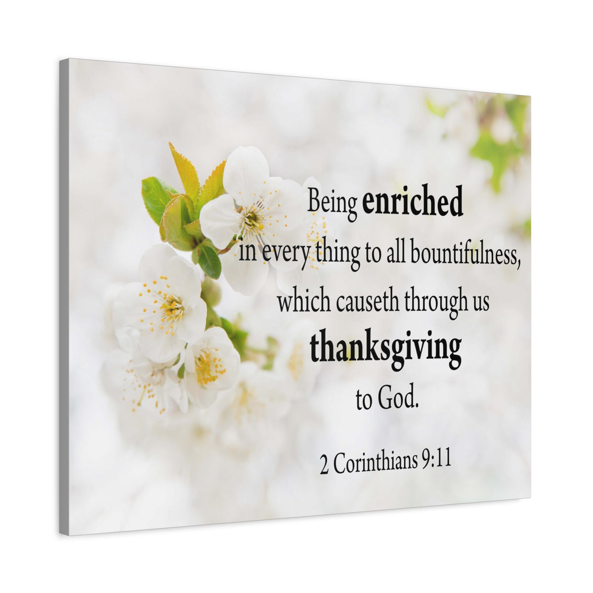 Scripture Canvas Thanksgiving to God 2 Corinthians 9:11 Christian Wall Art Bible Verse Print Ready to Hang
