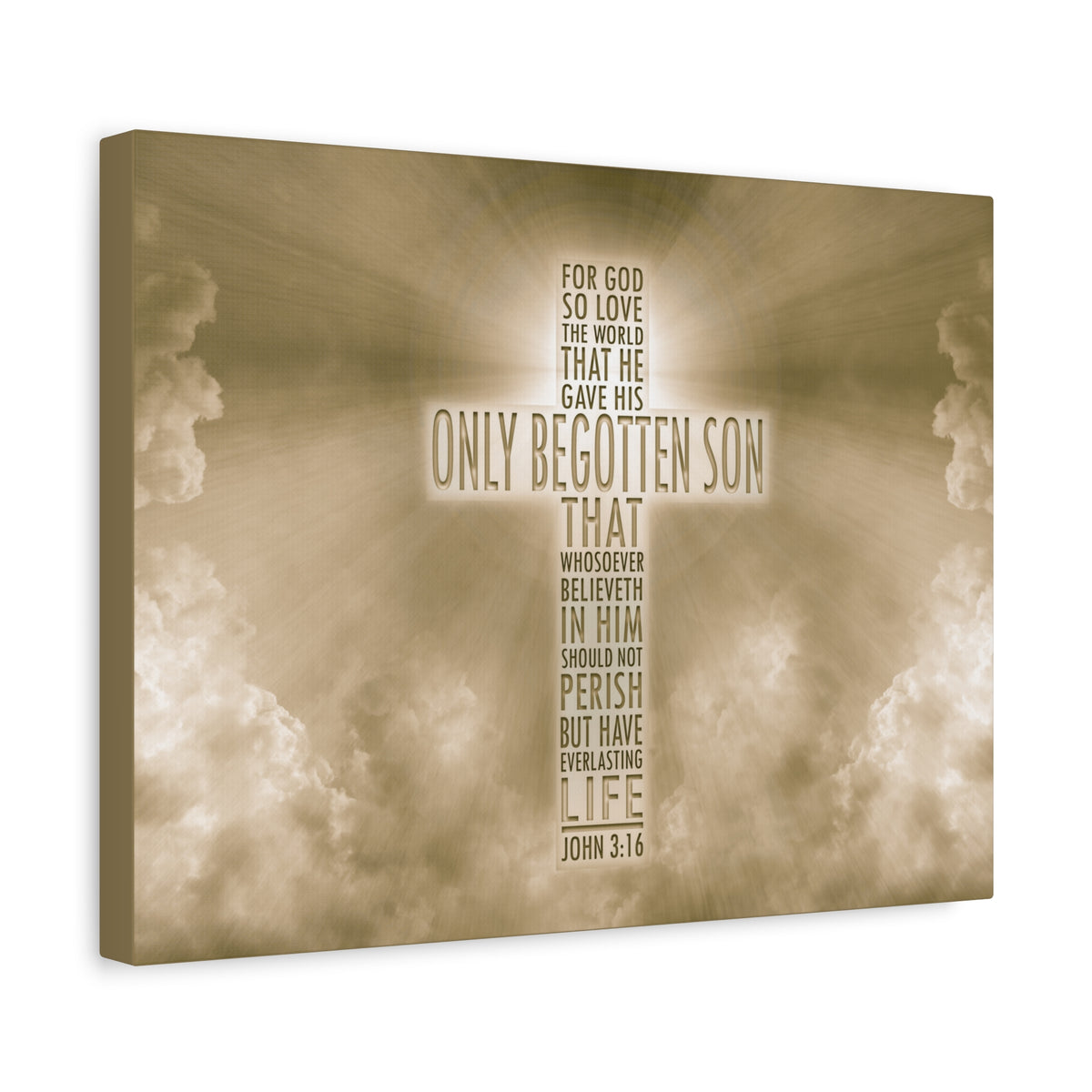 Scripture Canvas Only Begotten Son Christ John 3:16 Wall Art Bible Verse Print Ready to Hang