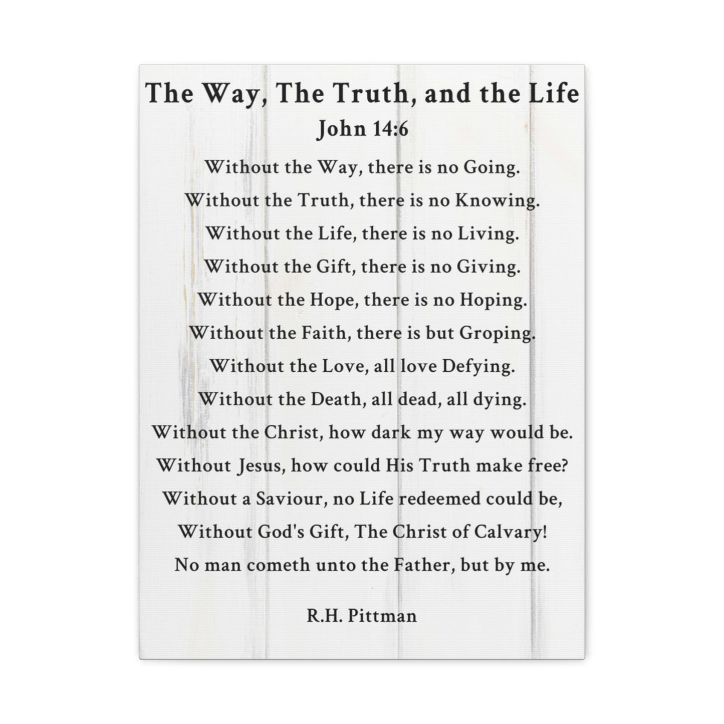 Way Truth Life John 14:6 White Bible Verse Canvas Christian Wall Art Ready to Hang Unframed