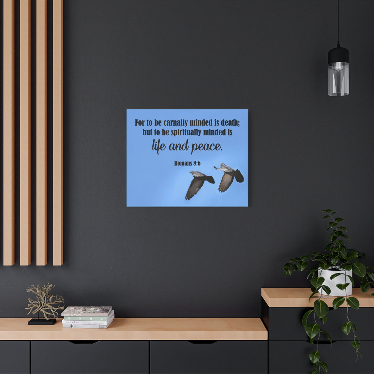 Scripture Canvas Spiritually Minded Romans 8:6 Christian Wall Art Bible Verse Print Ready to Hang