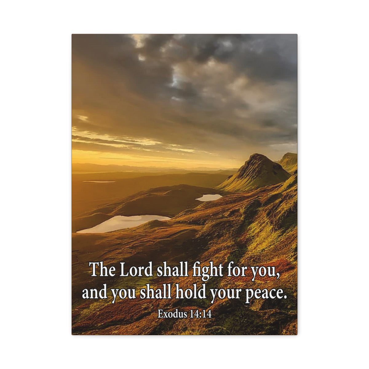 Scripture Canvas The Lord Shall Fight For You Romans 8:31 Christian Wall Art Bible Verse Print Ready to Hang